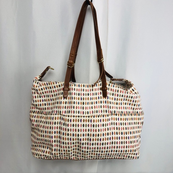 Mossimo Supply Co. Target Large Cream Tote Bag Geometric Design Beach Travel - Picture 1 of 14